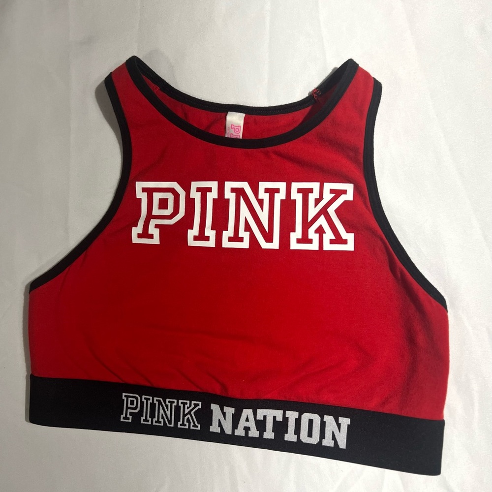 Pink vs a pink Nation logo  Crop Tank Red Sz S (AA-C)